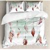 Ambesonne Christmas Duvet Cover Set, Watercolor Christmas Theme Fir Trees Abstract Silhouettes Illustration, Decorative 3 Piece Bedding Set with 2 Pillow Shams, Queen Size, Green Seafoam(Mint Green Brown)