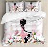 Ambesonne Christmas Duvet Cover Set, Watercolor Christmas Theme Fir Trees Abstract Silhouettes Illustration, Decorative 3 Piece Bedding Set with 2 Pillow Shams, Queen Size, Green Seafoam(Multicolor Pink)