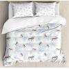 Ambesonne Christmas Duvet Cover Set, Watercolor Christmas Theme Fir Trees Abstract Silhouettes Illustration, Decorative 3 Piece Bedding Set with 2 Pillow Shams, Queen Size, Green Seafoam(Brown Blue)