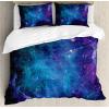 Ambesonne Christmas Duvet Cover Set, Watercolor Christmas Theme Fir Trees Abstract Silhouettes Illustration, Decorative 3 Piece Bedding Set with 2 Pillow Shams, Queen Size, Green Seafoam(Navy Purple)