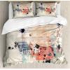Ambesonne Christmas Duvet Cover Set, Watercolor Christmas Theme Fir Trees Abstract Silhouettes Illustration, Decorative 3 Piece Bedding Set with 2 Pillow Shams, Queen Size, Green Seafoam(Ivory)