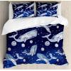Ambesonne Christmas Duvet Cover Set, Watercolor Christmas Theme Fir Trees Abstract Silhouettes Illustration, Decorative 3 Piece Bedding Set with 2 Pillow Shams, Queen Size, Green Seafoam(Navy Purple Grey)