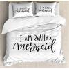 Ambesonne Christmas Duvet Cover Set, Watercolor Christmas Theme Fir Trees Abstract Silhouettes Illustration, Decorative 3 Piece Bedding Set with 2 Pillow Shams, Queen Size, Green Seafoam(Black White Print)