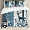 Ambesonne Christmas Duvet Cover Set, Watercolor Christmas Theme Fir Trees Abstract Silhouettes Illustration, Decorative 3 Piece Bedding Set with 2 Pillow Shams, Queen Size, Green Seafoam(Slate Blue and Dark Grey)