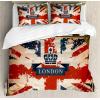 Ambesonne Christmas Duvet Cover Set, Watercolor Christmas Theme Fir Trees Abstract Silhouettes Illustration, Decorative 3 Piece Bedding Set with 2 Pillow Shams, Queen Size, Green Seafoam(Dark Blue Red Brown)
