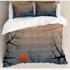 Ambesonne Christmas Duvet Cover Set, Watercolor Christmas Theme Fir Trees Abstract Silhouettes Illustration, Decorative 3 Piece Bedding Set with 2 Pillow Shams, Queen Size, Green Seafoam(Blue Orange)