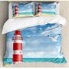 Ambesonne Christmas Duvet Cover Set, Watercolor Christmas Theme Fir Trees Abstract Silhouettes Illustration, Decorative 3 Piece Bedding Set with 2 Pillow Shams, Queen Size, Green Seafoam(Vermilion Blue)