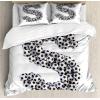 Ambesonne Christmas Duvet Cover Set, Watercolor Christmas Theme Fir Trees Abstract Silhouettes Illustration, Decorative 3 Piece Bedding Set with 2 Pillow Shams, Queen Size, Green Seafoam(White and Black)