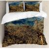 Ambesonne Christmas Duvet Cover Set, Watercolor Christmas Theme Fir Trees Abstract Silhouettes Illustration, Decorative 3 Piece Bedding Set with 2 Pillow Shams, Queen Size, Green Seafoam(Brown Green)
