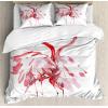 Ambesonne Christmas Duvet Cover Set, Watercolor Christmas Theme Fir Trees Abstract Silhouettes Illustration, Decorative 3 Piece Bedding Set with 2 Pillow Shams, Queen Size, Green Seafoam(Dark Coral White)