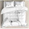 Ambesonne Christmas Duvet Cover Set, Xmas Baubles on Snow with Snowflakes Ice Holiday Humanitarian Artwork Illustration, Decorative 3 Piece Bedding Set with 2 Pillow Shams, Queen Size, White Red(Pale Gray)