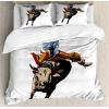 Ambesonne Christmas Duvet Cover Set, Xmas Baubles on Snow with Snowflakes Ice Holiday Humanitarian Artwork Illustration, Decorative 3 Piece Bedding Set with 2 Pillow Shams, Queen Size, White Red(Rust Beige)