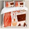 Ambesonne Christmas Duvet Cover Set, Xmas Baubles on Snow with Snowflakes Ice Holiday Humanitarian Artwork Illustration, Decorative 3 Piece Bedding Set with 2 Pillow Shams, Queen Size, White Red(Salmon Brown Peach)