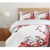 Ambesonne Christmas Duvet Cover Set, Xmas Baubles on Snow with Snowflakes Ice Holiday Humanitarian Artwork Illustration, Decorative 3 Piece Bedding Set with 2 Pillow Shams, Queen Size, White Red(Red and Brown)