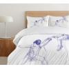 Ambesonne Christmas Duvet Cover Set, Xmas Baubles on Snow with Snowflakes Ice Holiday Humanitarian Artwork Illustration, Decorative 3 Piece Bedding Set with 2 Pillow Shams, Queen Size, White Red(Violet Blue)