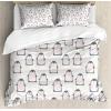 Ambesonne Christmas Duvet Cover Set, Xmas Baubles on Snow with Snowflakes Ice Holiday Humanitarian Artwork Illustration, Decorative 3 Piece Bedding Set with 2 Pillow Shams, Queen Size, White Red(Grey Pink)