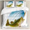 Ambesonne Christmas Duvet Cover Set, Xmas Baubles on Snow with Snowflakes Ice Holiday Humanitarian Artwork Illustration, Decorative 3 Piece Bedding Set with 2 Pillow Shams, Queen Size, White Red(Khaki)