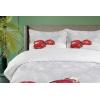Ambesonne Christmas Duvet Cover Set, Xmas Baubles on Snow with Snowflakes Ice Holiday Humanitarian Artwork Illustration, Decorative 3 Piece Bedding Set with 2 Pillow Shams, Queen Size, White Red(White Red)