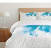 Ambesonne Christmas Duvet Cover Set, Xmas Baubles on Snow with Snowflakes Ice Holiday Humanitarian Artwork Illustration, Decorative 3 Piece Bedding Set with 2 Pillow Shams, Queen Size, White Red(Pale Blue and White)