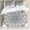 Ambesonne Christmas Duvet Cover Set, Xmas Baubles on Snow with Snowflakes Ice Holiday Humanitarian Artwork Illustration, Decorative 3 Piece Bedding Set with 2 Pillow Shams, Queen Size, White Red(White)
