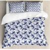 Ambesonne Christmas Duvet Cover Set, Xmas Baubles on Snow with Snowflakes Ice Holiday Humanitarian Artwork Illustration, Decorative 3 Piece Bedding Set with 2 Pillow Shams, Queen Size, White Red(Dark Blue White)