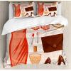 Ambesonne Christmas Duvet Cover Set, Xmas Baubles on Snow with Snowflakes Ice Holiday Humanitarian Artwork Illustration, Decorative 3 Piece Bedding Set with 2 Pillow Shams, Queen Size, White Red(Salmon Brown Peach)