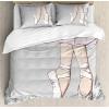 Ambesonne Christmas Duvet Cover Set, Xmas Baubles on Snow with Snowflakes Ice Holiday Humanitarian Artwork Illustration, Decorative 3 Piece Bedding Set with 2 Pillow Shams, Queen Size, White Red(Champagne Umber)