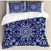 Ambesonne Christmas Duvet Cover Set, Xmas Baubles on Snow with Snowflakes Ice Holiday Humanitarian Artwork Illustration, Decorative 3 Piece Bedding Set with 2 Pillow Shams, Queen Size, White Red(Dark Violet Blue)