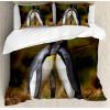 Ambesonne Christmas Duvet Cover Set, Xmas Baubles on Snow with Snowflakes Ice Holiday Humanitarian Artwork Illustration, Decorative 3 Piece Bedding Set with 2 Pillow Shams, Queen Size, White Red(Black Umber)
