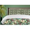 Ambesonne Christmas Duvet Cover Set, Xmas Baubles on Snow with Snowflakes Ice Holiday Humanitarian Artwork Illustration, Decorative 3 Piece Bedding Set with 2 Pillow Shams, Queen Size, White Red(Fern Green and Vermilion)