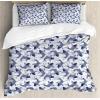 Ambesonne Christmas Duvet Cover Set, Xmas Baubles on Snow with Snowflakes Ice Holiday Humanitarian Artwork Illustration, Decorative 3 Piece Bedding Set with 2 Pillow Shams, Queen Size, White Red(Dark Blue White)