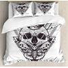 Ambesonne Christmas Duvet Cover Set, Xmas Baubles on Snow with Snowflakes Ice Holiday Humanitarian Artwork Illustration, Decorative 3 Piece Bedding Set with 2 Pillow Shams, Queen Size, White Red(Pale Grey Black)