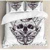 Ambesonne Christmas Duvet Cover Set, Xmas Baubles on Snow with Snowflakes Ice Holiday Humanitarian Artwork Illustration, Decorative 3 Piece Bedding Set with 2 Pillow Shams, Queen Size, White Red(Pale Grey Black)