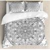 Ambesonne Christmas Duvet Cover Set, Xmas Baubles on Snow with Snowflakes Ice Holiday Humanitarian Artwork Illustration, Decorative 3 Piece Bedding Set with 2 Pillow Shams, Queen Size, White Red(White)