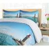 Ambesonne Christmas Duvet Cover Set, Xmas Baubles on Snow with Snowflakes Ice Holiday Humanitarian Artwork Illustration, Decorative 3 Piece Bedding Set with 2 Pillow Shams, Queen Size, White Red(Ice Blue)
