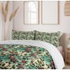 Ambesonne Christmas Duvet Cover Set, Xmas Baubles on Snow with Snowflakes Ice Holiday Humanitarian Artwork Illustration, Decorative 3 Piece Bedding Set with 2 Pillow Shams, Queen Size, White Red(Fern Green and Vermilion)