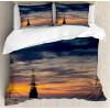 Ambesonne Christmas Duvet Cover Set, Xmas Baubles on Snow with Snowflakes Ice Holiday Humanitarian Artwork Illustration, Decorative 3 Piece Bedding Set with 2 Pillow Shams, Queen Size, White Red(Blue Salmon)