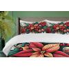 Ambesonne Christmas Duvet Cover Set, Xmas Baubles on Snow with Snowflakes Ice Holiday Humanitarian Artwork Illustration, Decorative 3 Piece Bedding Set with 2 Pillow Shams, Queen Size, White Red(Hot Pink Forest Green and Tan)