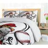Ambesonne Christmas Duvet Cover Set, Xmas Baubles on Snow with Snowflakes Ice Holiday Humanitarian Artwork Illustration, Decorative 3 Piece Bedding Set with 2 Pillow Shams, Queen Size, White Red(Grey Red White)
