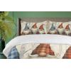 Ambesonne Christmas Duvet Cover Set, Xmas Baubles on Snow with Snowflakes Ice Holiday Humanitarian Artwork Illustration, Decorative 3 Piece Bedding Set with 2 Pillow Shams, Queen Size, White Red(Blue Brown Burnt Sienna)