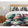 Ambesonne Christmas Duvet Cover Set, Xmas Baubles on Snow with Snowflakes Ice Holiday Humanitarian Artwork Illustration, Decorative 3 Piece Bedding Set with 2 Pillow Shams, Queen Size, White Red(Green and Dark Pink)