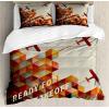 Ambesonne Christmas Duvet Cover Set, Xmas Baubles on Snow with Snowflakes Ice Holiday Humanitarian Artwork Illustration, Decorative 3 Piece Bedding Set with 2 Pillow Shams, Queen Size, White Red(Burnt Orange)