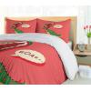 Ambesonne Christmas Duvet Cover Set, Xmas Baubles on Snow with Snowflakes Ice Holiday Humanitarian Artwork Illustration, Decorative 3 Piece Bedding Set with 2 Pillow Shams, Queen Size, White Red(Dark Grey)
