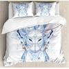 Ambesonne Christmas Duvet Cover Set, Xmas Baubles on Snow with Snowflakes Ice Holiday Humanitarian Artwork Illustration, Decorative 3 Piece Bedding Set with 2 Pillow Shams, Queen Size, White Red(Pale Blue White Beige)