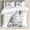 Ambesonne Christmas Duvet Cover Set, Xmas Baubles on Snow with Snowflakes Ice Holiday Humanitarian Artwork Illustration, Decorative 3 Piece Bedding Set with 2 Pillow Shams, Queen Size, White Red(Pale Charcoal Black)