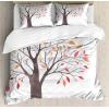 Ambesonne Christmas Duvet Cover Set, Xmas Baubles on Snow with Snowflakes Ice Holiday Humanitarian Artwork Illustration, Decorative 3 Piece Bedding Set with 2 Pillow Shams, Queen Size, White Red(Coral Yellow)