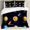 Ambesonne Christmas Duvet Cover Set, Xmas Baubles on Snow with Snowflakes Ice Holiday Humanitarian Artwork Illustration, Decorative 3 Piece Bedding Set with 2 Pillow Shams, Queen Size, White Red(Ivory Brown)