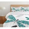 Ambesonne Christmas Duvet Cover Set, Xmas Baubles on Snow with Snowflakes Ice Holiday Humanitarian Artwork Illustration, Decorative 3 Piece Bedding Set with 2 Pillow Shams, Queen Size, White Red(Teal Turquoise Black)