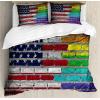 Ambesonne Christmas Duvet Cover Set, Xmas Baubles on Snow with Snowflakes Ice Holiday Humanitarian Artwork Illustration, Decorative 3 Piece Bedding Set with 2 Pillow Shams, Queen Size, White Red(Blue Ruby)