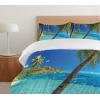 Ambesonne Christmas Duvet Cover Set, Xmas Baubles on Snow with Snowflakes Ice Holiday Humanitarian Artwork Illustration, Decorative 3 Piece Bedding Set with 2 Pillow Shams, Queen Size, White Red(Blue Turquoise)